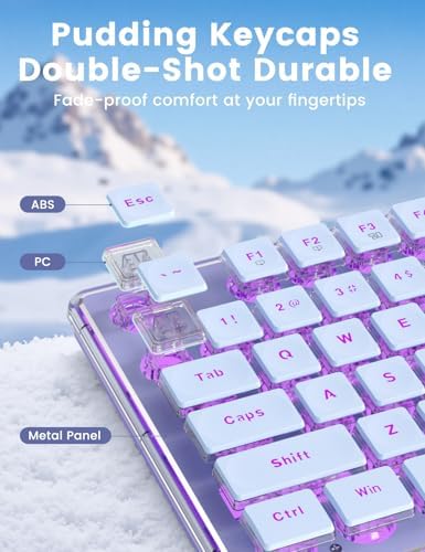 Wireless Keyboard and Mouse Combo - 9 Backlit Effects, Wrist Rest, Double-Shot Keycaps, Metal Panel, Long-Lasting Rechargeable, 2.4G Keyboard Mouse Set for Windows Mac PC Laptop – Sablute (Purple) - Image 5