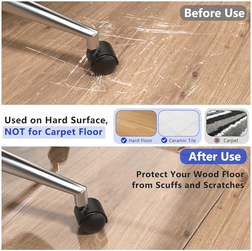 2 Pack Office Chair Mat for Hardwood Floors, 60"x48" Desk Chair Mat for Rolling Chair on Hard Floor, Heavy Duty Floor Protector for Home or Office, Easy Clean and Glide Without Curing - Image 3