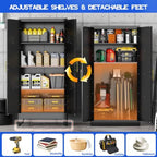 GAIOUS 61" Tall Kitchen Pantry Cabinet,Metal Storage Cabinet Black Cupboard - Image 4