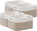 4 Pack Storage Baskets for Organizing, Woven Baskets for Shelves, White&Light Brown by UBBCARE