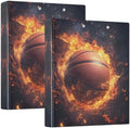JIPONI 3 Ring Binder Basketball Fire 1 Inch Round Binders for Men Women Students, Cute File Organizer for Office Home School by JIPONI