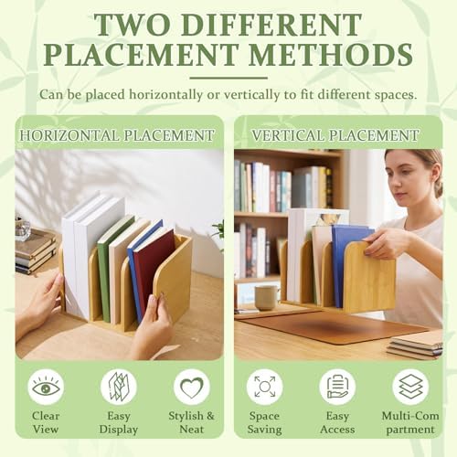 Novabright Bamboo Wooden File Magazine with Handle Holder Desk Organizer - Image 5