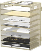 9-Tier Paper Organizer for Desk, Letter Tray with Handles, Golden Yellow by DALTACK