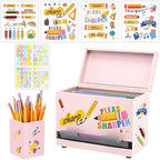 Pencil Dispenser for Classroom & Pencil Holder for Desk with 5 PCS Stickers by SYMDROMIA