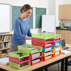 Weysat 12 Pcs Turn in Trays, Classroom Paper Tray, Rainbow, Narrow - Image 4
