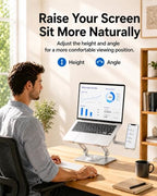 2-in-1 Laptop Stand with Phone Holder, 360° Swivel Laptop Riser for Desk - Image 4