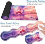 Desk Mat, Mouse Pad with Wrist Rest, 4-in-1 Large Mouse Pads for Desk, Ergonomic Mouse Pad and Keyboard Wrist Rest Gaming Keyboard Mat for Office,Flamingo Love - Image 2
