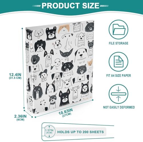 ALAZA Kawaii Puppy Print Dog 3 Ring Binder 1.5 Inch Three Ring Office Binders w/clipboard & 3 Pockets, Hold 200 Sheets, 1pc - Image 5