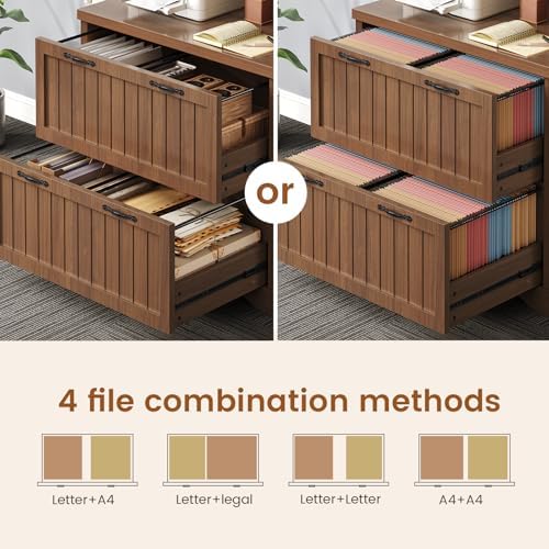 SEDETA Farmhouse 2 Drawer Filing Cabinet for Home Office,Brown - Image 3