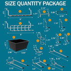 Pegboard kit with Accessories,Includes 2 Pack 16" X 24" Steel Peg Board and 120 PCS Varied Pegboard Accessories,can be Used for Tool Storage and Garage Organization. (Black Box) - Image 3