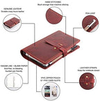 Genuine Leather Journal Writing Notebook, A6 Ring Binder Refillable Diary Notepads, Vintage Handmade Travel Organizer Agenda for Men Women - Wine - Image 3