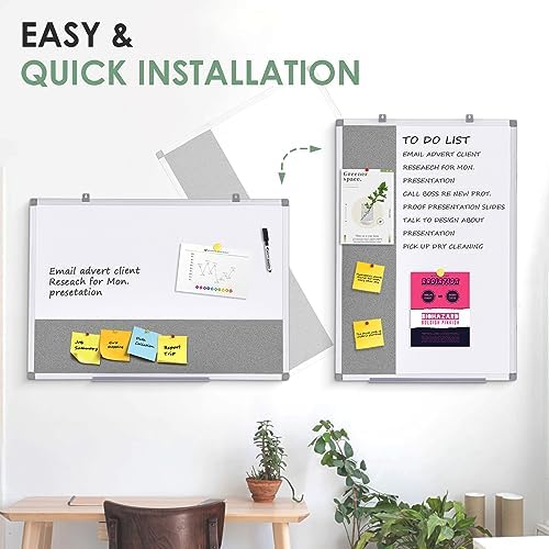 SWANCROWN Magnetic White Board and Bulletin Cork Board Combo 24 x 18 Inches - Image 4
