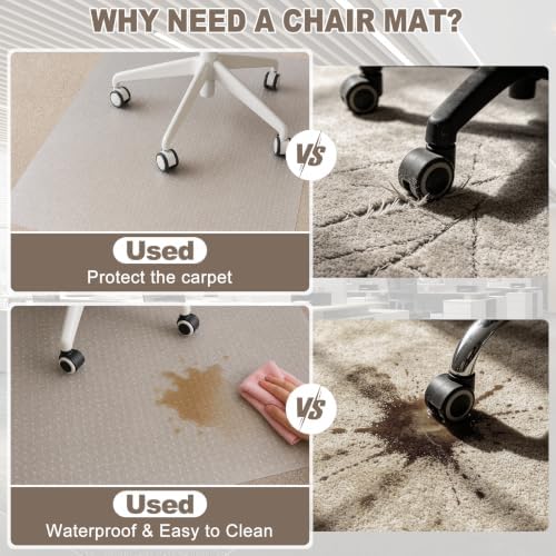Office Chair Mat for Carpets, 48" x 60" Clear Carpet Protector Mat with Rounded Non-Sharp Studs, Durable Desk Chair Mat for Home Office and Gaming Room - Image 3
