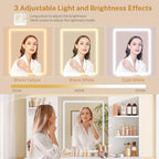 FIONESO Vanity Desk with Mirror and Lights, Makeup Vanity with 9 Drawers & Power Outlet, 5 Hooks & 6 Open Shelves, 3 Lighting Colors & Adjustable Brightness, White Vanity for Girls - Image 3