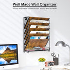 PAG-Mass Wall File Organizer for Office, 6-Tier Rustic Hanging File Holder Wall Storage Rack for Documents/Magazine/Literature/File Folders/Mails/Envelopes, Brown - Image 4