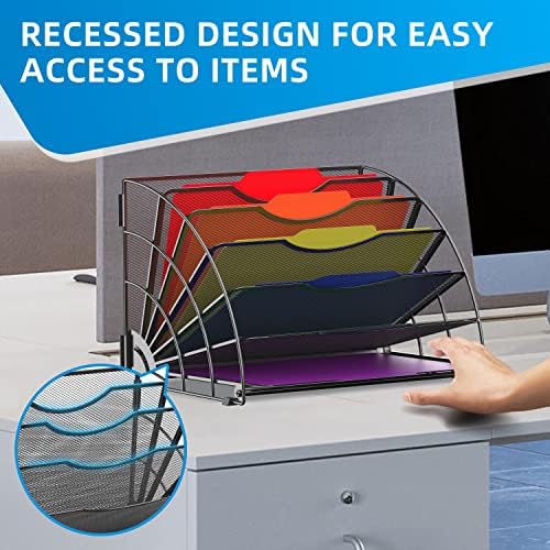 SUPEASY Fan Shaped Desk File Organizer, 6-Compartment File Holder for Desk - Image 4