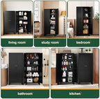 Letaya Metal Pantry Storage Cabinet with Door and Adjustable Shelves,Black - Image 6