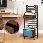 SWTYMIKI 10-Tier Rolling File Cart - Mesh Paper Organizer with Drawer & Hanging File Folders on Lockable Wheels, Rolling File Cabinet for Office Organization, Storage in Home, Studio, School, Espresso - Image 4