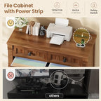 SEDETA 4 Drawers File Cabinet, 33" Farmhouse Filing Cabinets for Home Office fit Legal/Letter/A4 File, Wood Office File Cabinet with Power Outlets, Printer Stand with Storage, Brown - Image 6