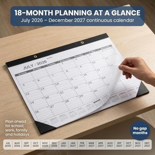 Desk Calendar 2026-2027 - Large 18-Month Monthly Desk Pad, July 2026 to December 2027, 22" x 17" Calendar with Thick Paper, Golden Hanging Holes & To-Do List for Home and Office - Image 6