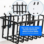 1/4 inch Extra Thick Pegboard Accessories Kit,Only Suitable for 1/4" Pegboard Board,Includes Three Baskets and Multiple Types of Pegboard Hooks,Metal Hooks for Hanging Storage(Black Baskets) - Image 7