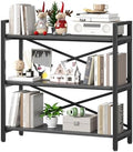 Homeiju 3 Tier Bookshelf 31.49" Width, Wood and Metal Etagere Bookcase, Vintage Farmhouse Modern Wooden Big Book Shelf for Home Living Room Bedroom Office Storage(Grey) by Homeiju