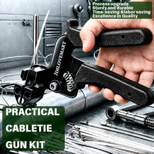 155PCS Heavy Duty 304 Stainless Steel Cable Tie Gun Kit, Includes 150PCS Metal Zip Ties(3 Sizes), Self-Locking, UV & Corrosion Resistant, for Fence, Exhaust Pipe, Chicken Coop, Farm Use (Black) - Image 4