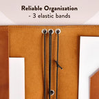 Refillable Leather Notebook Cover Regular Size – Traveler’s Journal Cover with 3 Elastic Bands, Card Slots, Pen Holder & Interior Pockets, Fits 4.5" x 8.5" Notebooks (Paper Not Included), Warm Brown - Image 4