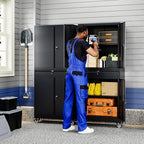 Yizosh Metal Garage Storage Cabinet with Locking Doors and Adjustable Shelves, 73" Rolling Tool Storage Cabinet with 4 Wheels and 1 Drawer for Garage,Warehouse (Black) - Image 2