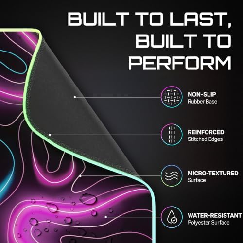 Gerlos RGB Gaming Mouse Pad, Large LED Desk Mat for Gamer, 31.5" x 11.8" - Image 4