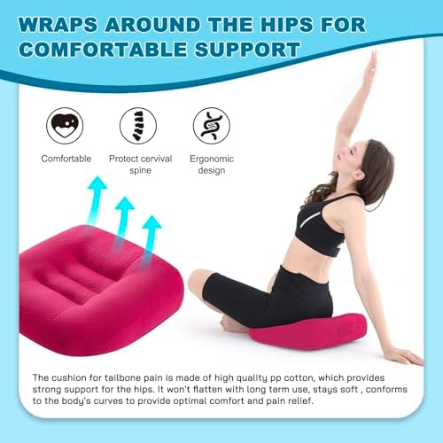 Office Chair Cushions for Back and Butt, Ergonomic Chair/Seat Cushion for Long Sitting, Sitting Pillow for Automobile, Wheelchair, Computer Chair Hip Support (Pink) - Image 4