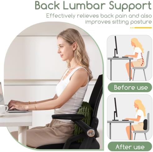 Lumbar Support Pillow for Recliner Chair/Accent Chair/Couch/Office Chair, Tufted Blended Corduroy Back Support Cushion for Elderly, Recliner Cushions for Back Rest, Pain Relief, Reading, Dark Green - Image 5