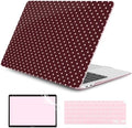 DONGKE Case for MacBook Air 13 Inch (2021-2018 Models A2337 M1/A2179/A1932), Burgundy Polka Dots Hard Shell Case with Keyboard Protector, Compatible with Retina Display and Touch ID by DONGKE