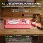 Wireless Keyboard and Mouse Combo, Typewriter Keyboard with Magnetic Wrist Rest, Full-Size Cute Round Keycaps, Sleep Mode, 2.4G Keyboards for Mac/Windows/PC, Office or Home, Trueque CK23Pro - Image 4