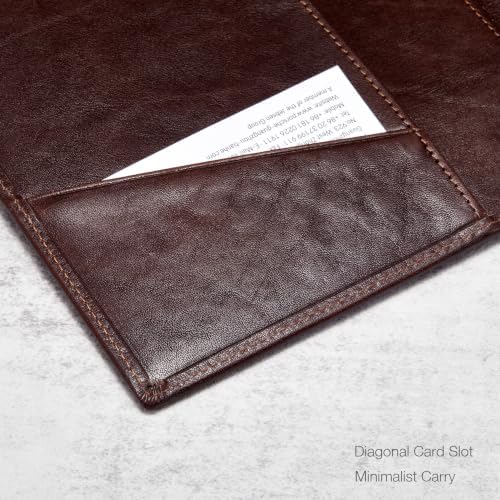 HISCOW Slim Leather Junior Padfolio, 5x8 Notepad Cover, Veg-Tanned Coffee - Image 6