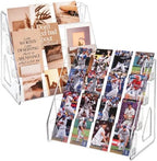 CELSOL 2 Pack Upgraded 4 Tier Acrylic Card Display Stand, Clear Display for Greeting Cards, Sports Cards, Postcards, Stickers & Brochures, Easy Snap-On, Increased Height & Thickness for Better Presentation (4 Tier 2 Pack) by Unknown