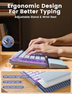 Wireless Keyboard and Mouse Combo - 9 Backlit Effects, Wrist Rest, Double-Shot Keycaps, Metal Panel, Long-Lasting Rechargeable, 2.4G Keyboard Mouse Set for Windows Mac PC Laptop – Sablute (Purple) - Image 3