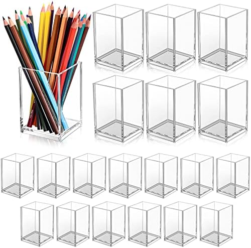 Crtiin 20 Pcs Acrylic Pen Holder Pencil Cup Desk Organizer, Clear by Crtiin