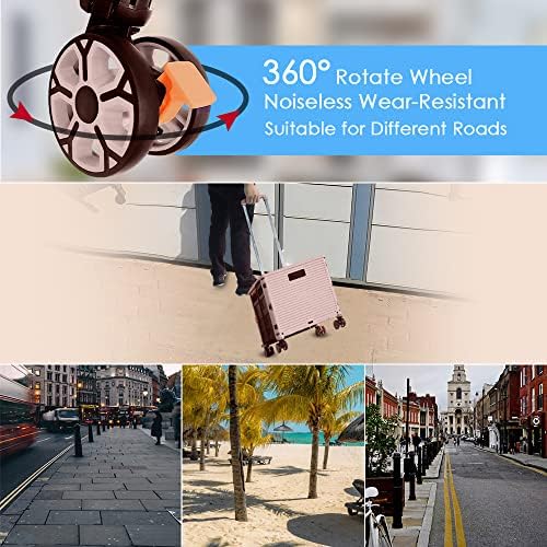 Foldable Utility Cart Portable Collapsible Crate Rolling Carts with Wheels Rolling Tote Basket Teacher Cart with Lid Wear-Resistant 360°Rotate Wheel Noiseless for Shopping Storage Office Use - Image 4