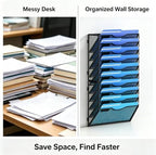 Delifox 10-Tier Wall File Organizer, Hanging Wall Files Holder for Papers, Folders, Clipboard, Wall Organizer Magazine Rack for Office Home School Classroom - Image 5