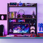 Desk Hutch, 37" Desktop Bookshelf with Pegboard, Countertop Storage Hutch for Computer Monitor, 2-Tier Desk Display Rack, Desktop Organizer Shelf for Dorm Home Office, Rustic Brown - Image 3
