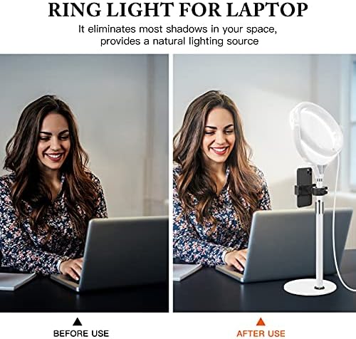 Zoom Lighting for Computer, 8 inch Ring Light with Stand for Desk - Image 3