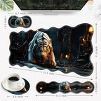 Desk Mat, Mouse Pad with Wrist Rest, 4-in-1 Large Mouse Pads for Desk, Ergonomic Mouse Pad and Keyboard Wrist Rest Gaming Keyboard Mat for Office,White Tiger - Image 5