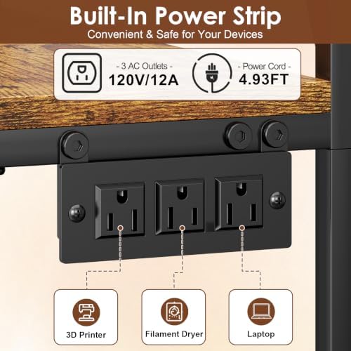 3D Printer Stand with Filament Storage, Large 3D Printer Table Filament Organizer with Spool Holder, Heavy Duty Printer Rack Workstation for 2 Printers, Filament Spools and Tools - Image 5