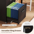 Giantex 3-Drawer Mobile File Cabinet, Rolling Printer Stand with Open Storage Shelves, Under Desk Lateral Filing Cabinet for Letter/A4 Size, Wooden Office Organizer with Wheels for Home Office (Brown) - Image 5