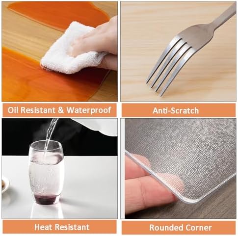 Kasepie Clear Table Protector 40x72 Inch, 2mm Thick Anti-Yellowing PVC Cover - Spill-Proof & Heat-Resistant for Kitchen, Dining Room, Office Desk - Image 4