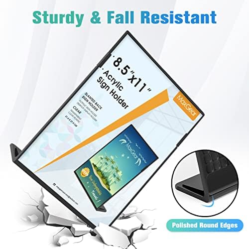 MaxGear Fall Resistant Acrylic Sign Holder 8.5 x 11 Inches 12 Pack - Image 4