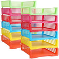 Weysat 12 Pcs Turn in Trays, Classroom Paper Tray, Rainbow, Narrow by Weysat