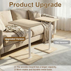 YUHFERA Sofa Armrest Tray Table for Couch - 360 Swivel Height Adjustable End Table for Small Spaces, Snack Side Table for Bed or Chair with Phone & Tablet Slot (Oak, Enlarged) - Image 5