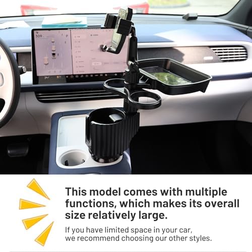 Car Large Cup Holder Expander, 5-in-1 Cupholder Extender with Phone Holder & Swivel and Detachable Snack Food Tray Table for Eating, Travel Essentials for Road Trips for Driver. Model C - Image 6